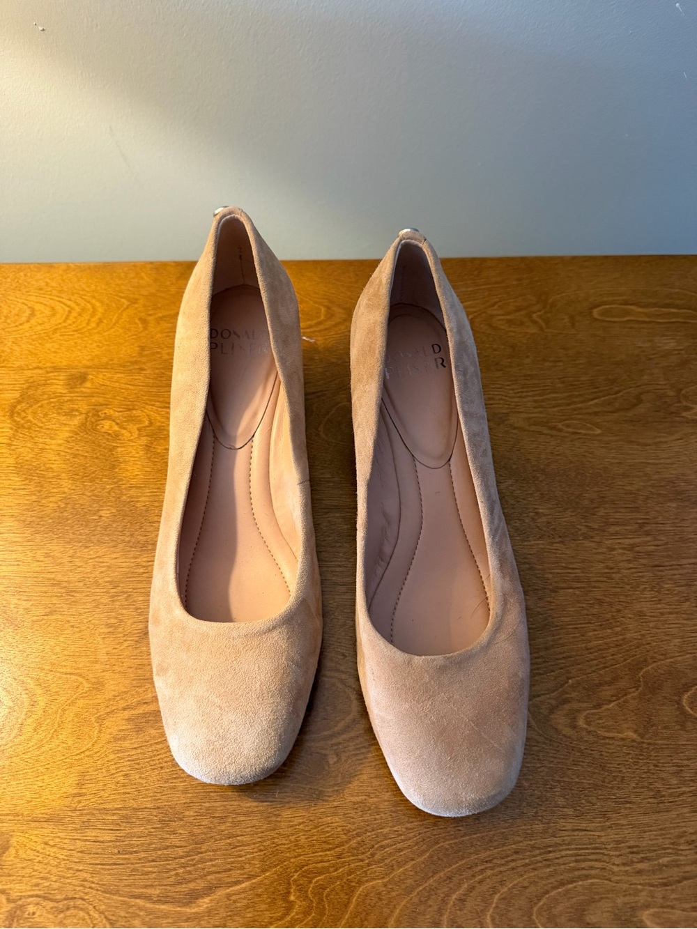 Donald Pliner Taupe Suede Block Heel Pumps Size 8 | 2” Heel | Classic Comfort - Picture 3 of 6